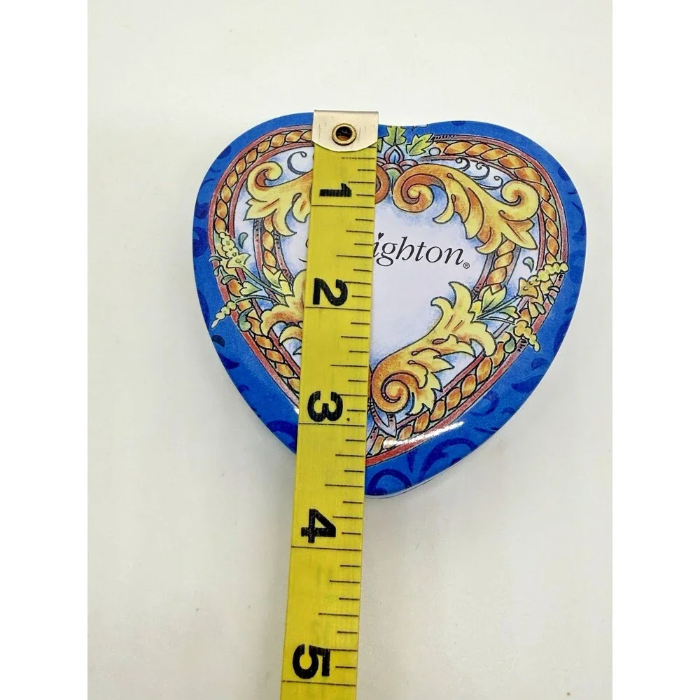 Brighton Heart Floral Tin Trinket‎ Box Jewelry Holder Decorative Hinged Lid Gift